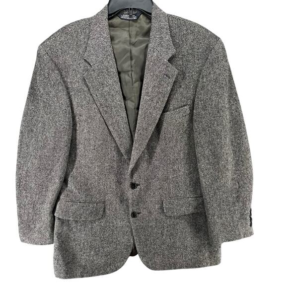 Lands End Sport Coat Jacket Mens 41R Gray Lambswool Tweed Lined Classic Business - Picture 1 of 16